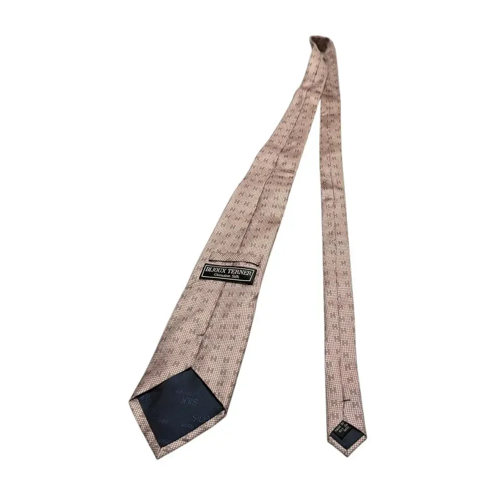 Bijoux Terner Genuine Silk Handmade Tie Mauve Taupe Geometric - Picture 2 of 7